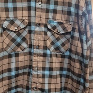 DIXXON THE OBCEAN Flannel Men's Casual Brown and Blue Checkered Shirt